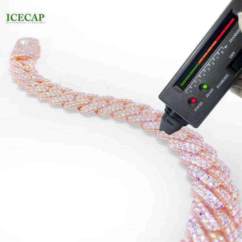 Fashion Jewelry Pure Sier Rose Gold Plated Moissanite Unisex Iced Hip Hop Cuban Chain Bracelet