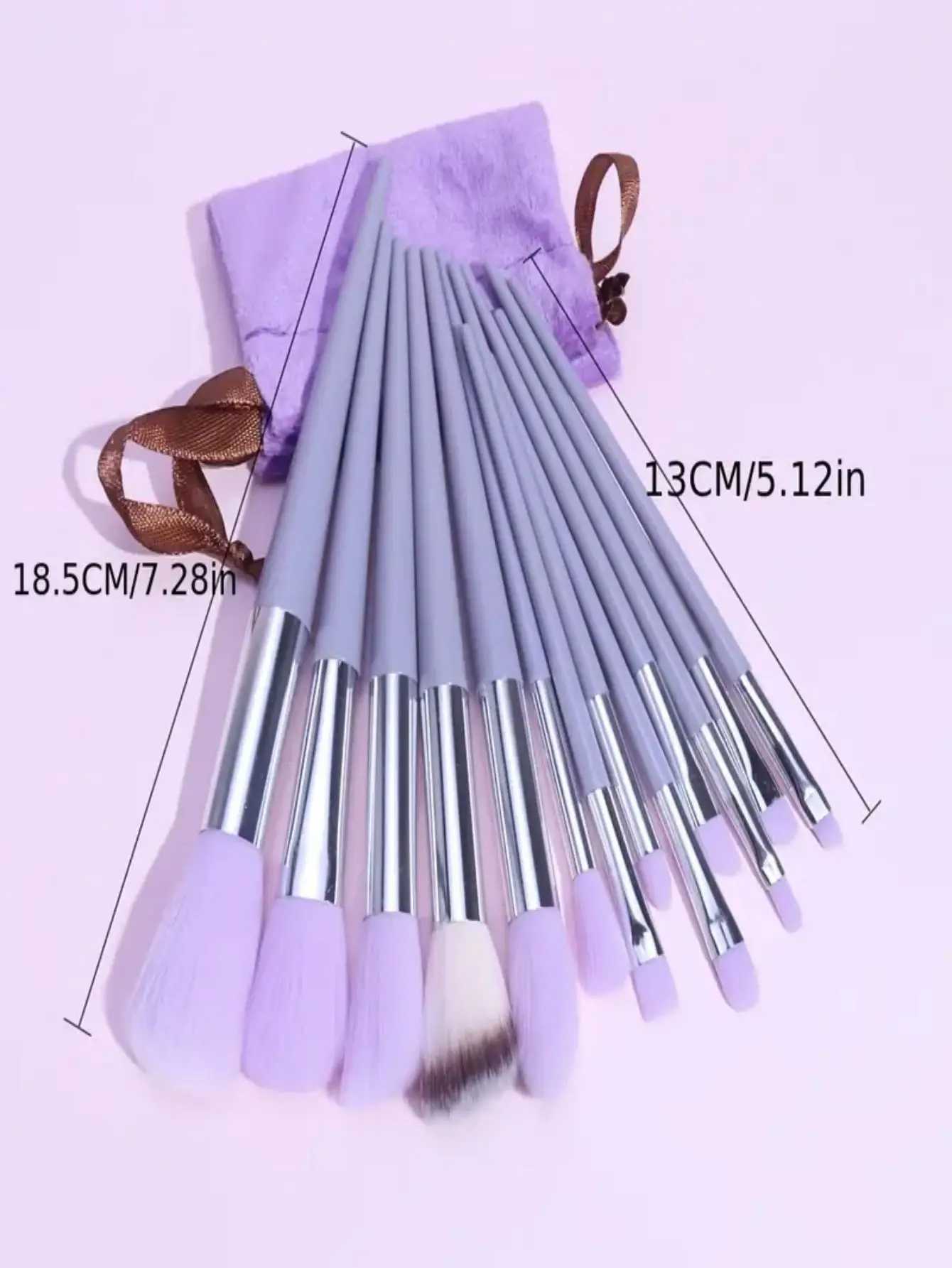 13-Piece Purple Makeup Brush Set with Blending Sponge - Professional Cosmetic Brush Kit for Foundation/Contour/Eyeshadow C251122