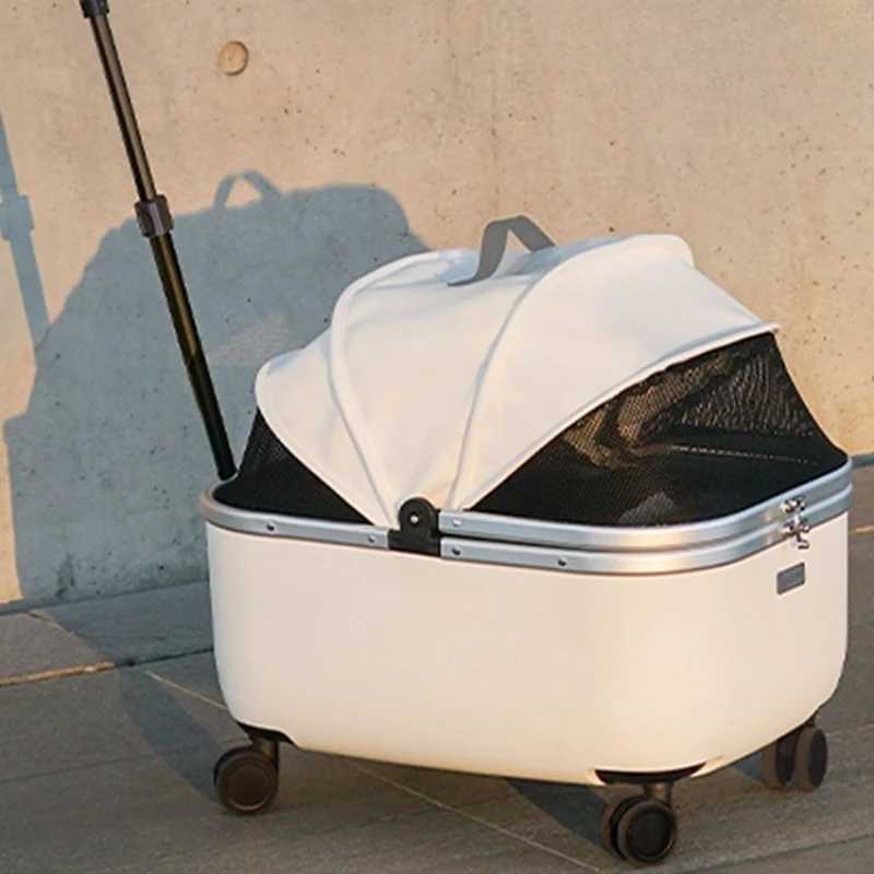 Stylish Pet Stroller for Dogs and Cats Large Capacity Cat Travel Carrier Telescopic Pull Rod Dog Trolley Spacious Pet Push CartM251122