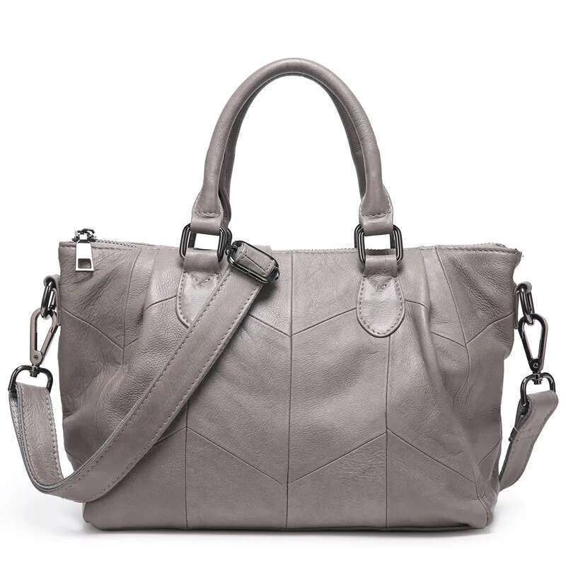 Women S Genuine Leather Handbags Large Casual Totes Brand Design Purses Lady Shoulder Crossbody Bags Solid Color Hand Bag Bag