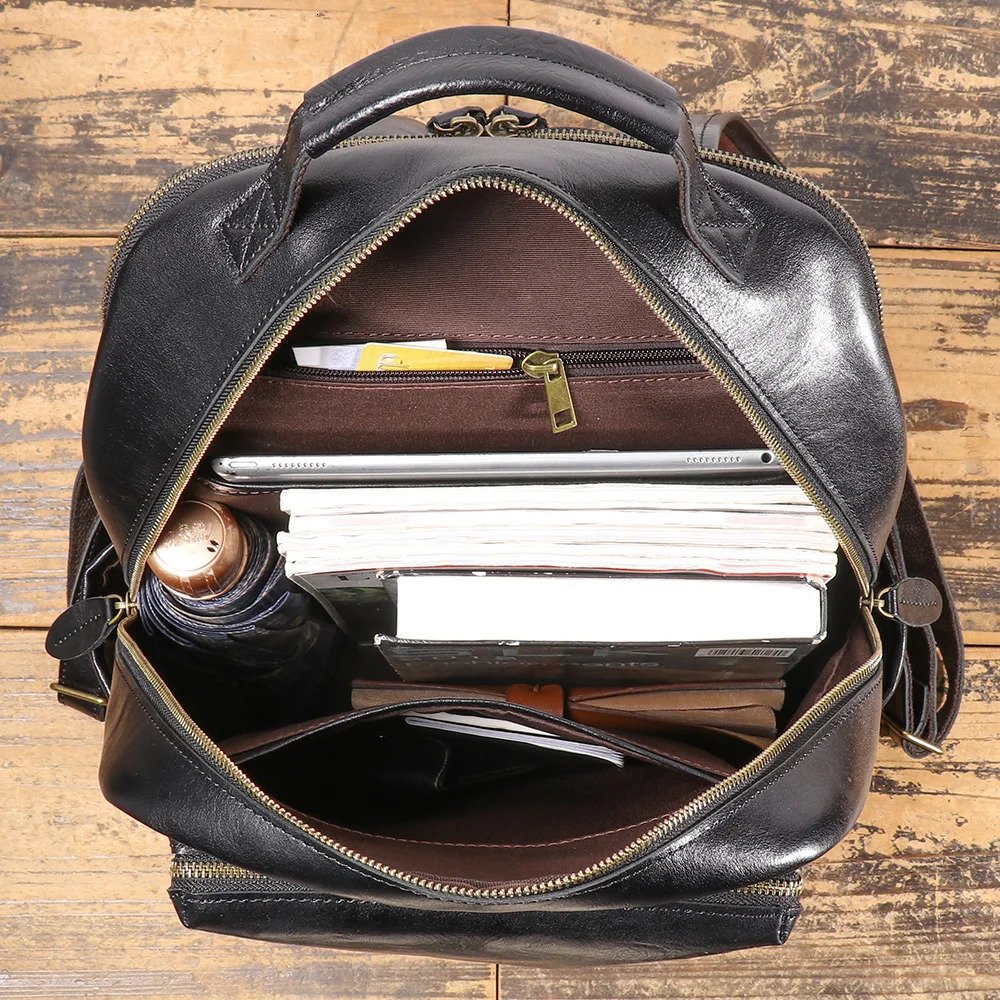 LUOKIR Genuine Leather Backpack for Men Business Travel Suitcase Fashionable Trendy Large Capacity Laptop Bag 251111