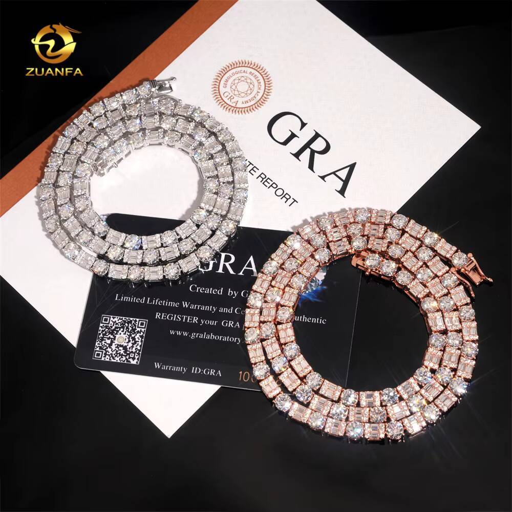 Pass Diamond Tetser 5mm Mix Round Emerald Cut 925 Silver Moissanite Tennis Bracelet Fashion Tennis for Men Women