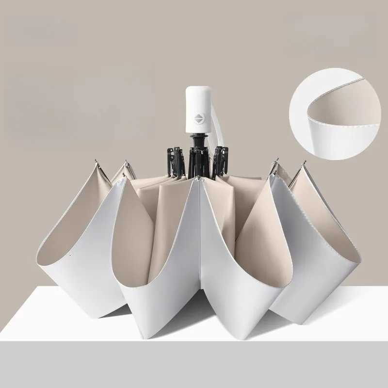 Titanium-Silver Double-Layer Fully Automatic All-Weather Umbrella UPF50 Sun Protection UV Resistance Unisex Folding Sun UmbrellaM251122