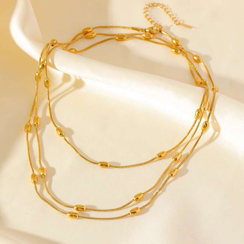 EILIECK 316L Stainless Steel Gold Color Multi-Layer Stacking Chain Necklace Bracelet Set For Women Fashion Waterproof Jewelry