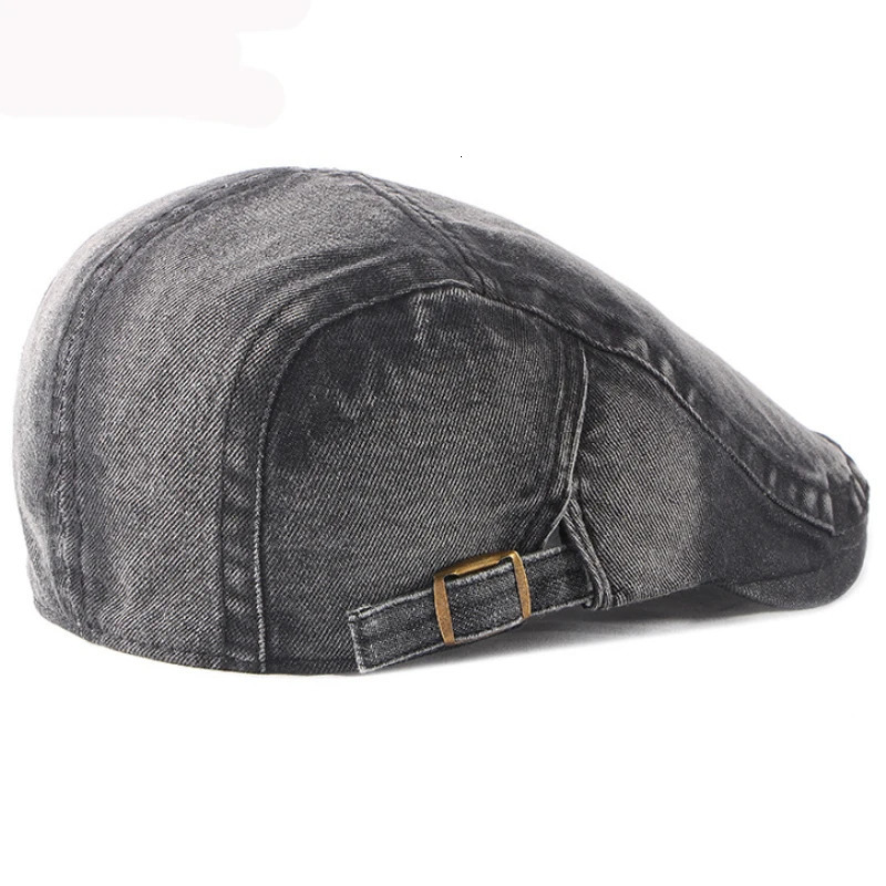 HT3301 Spring Autumn Mens Beret Retro Denim Beret Artist Beret Adjustable Flat Hat Mens Beret 250420