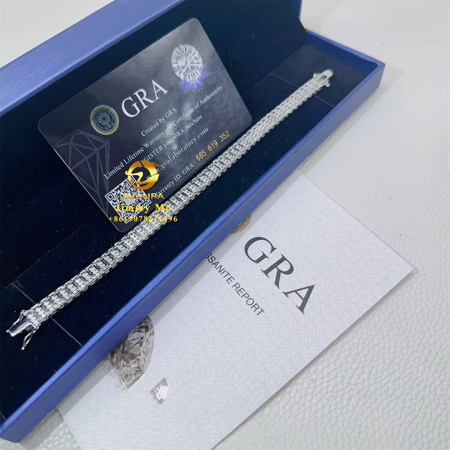 GRA Certificates Luxury 925 Sterling Silver Iced Out Hip Hop Fire Jewelry VVS Moissanite Cluster Tennis Bracelet