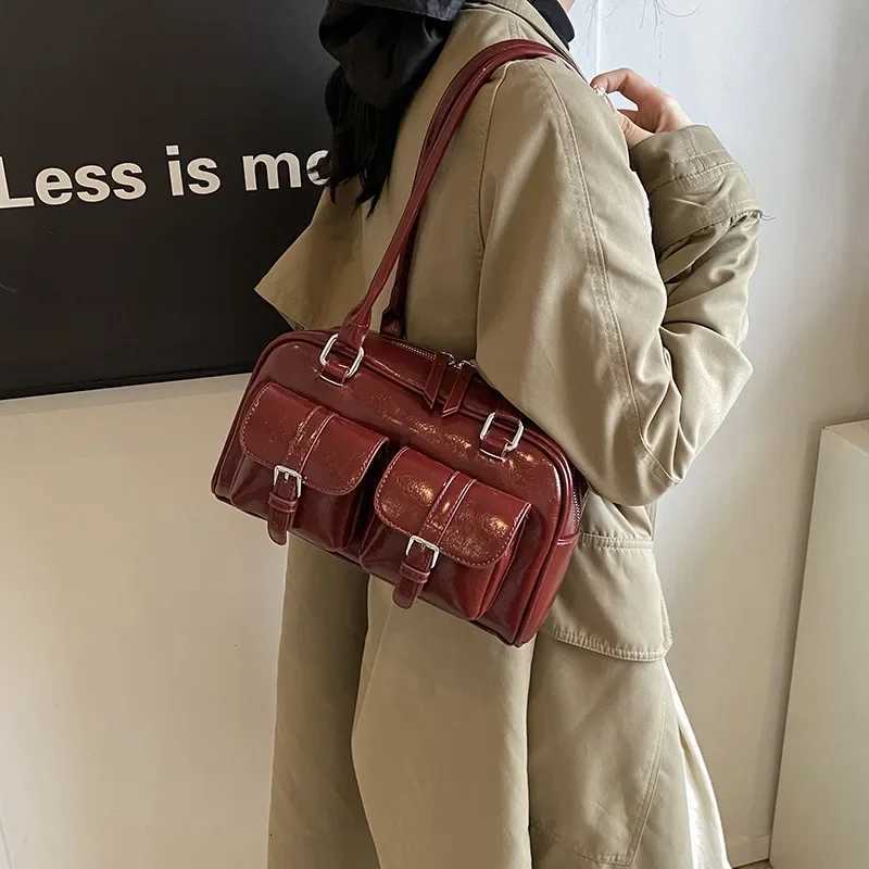 Vintage Pu Leather Women Shoulder Bags New Arrival Fashion Ladies Commuter Tote Bag Female Underarm Luxury Large Handbag PurseT251122