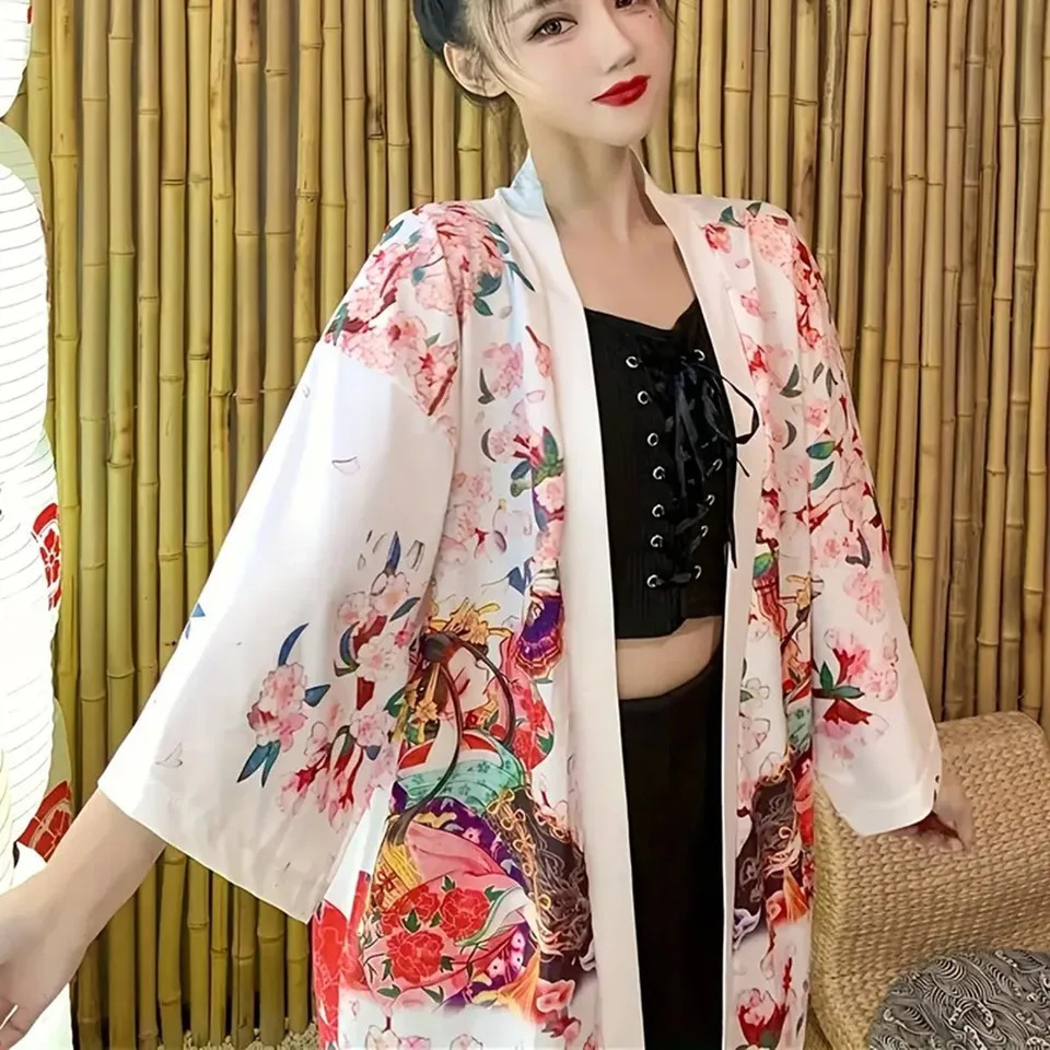 Beach holiday sun protection cardigan Japanese traditional printed kimono Mori womens fabric soft and comfortable 250415Z