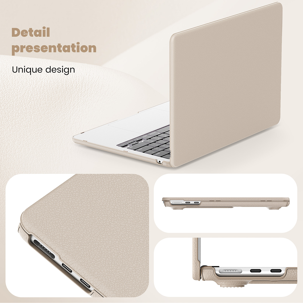 Business Laptop Case For MacBook Air 15 15.3 inch 2025 M4 A3241 M2 A2941 M3 A3114 PU leather Anti-Scratching Shockproof Protective Cover With Foldable
