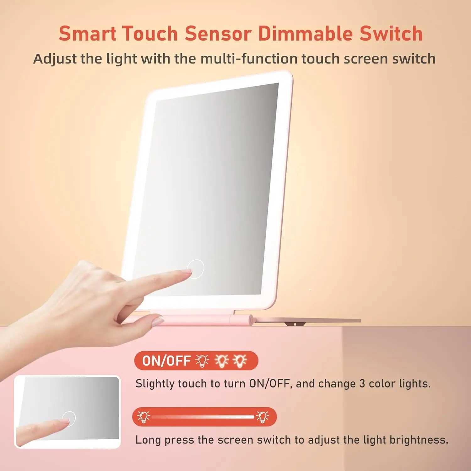 Vanity Lights USB Tricolor Light Foldable Makeup Mirror Bathroom Dressing Table Lighting Dimmable LED Vanity Light For Beauty M251122