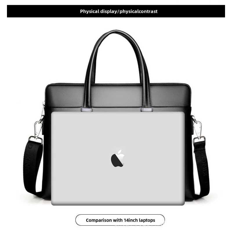 Business elite leather large capacity portable laptop briefcase waterproof and wear-resistant W250422
