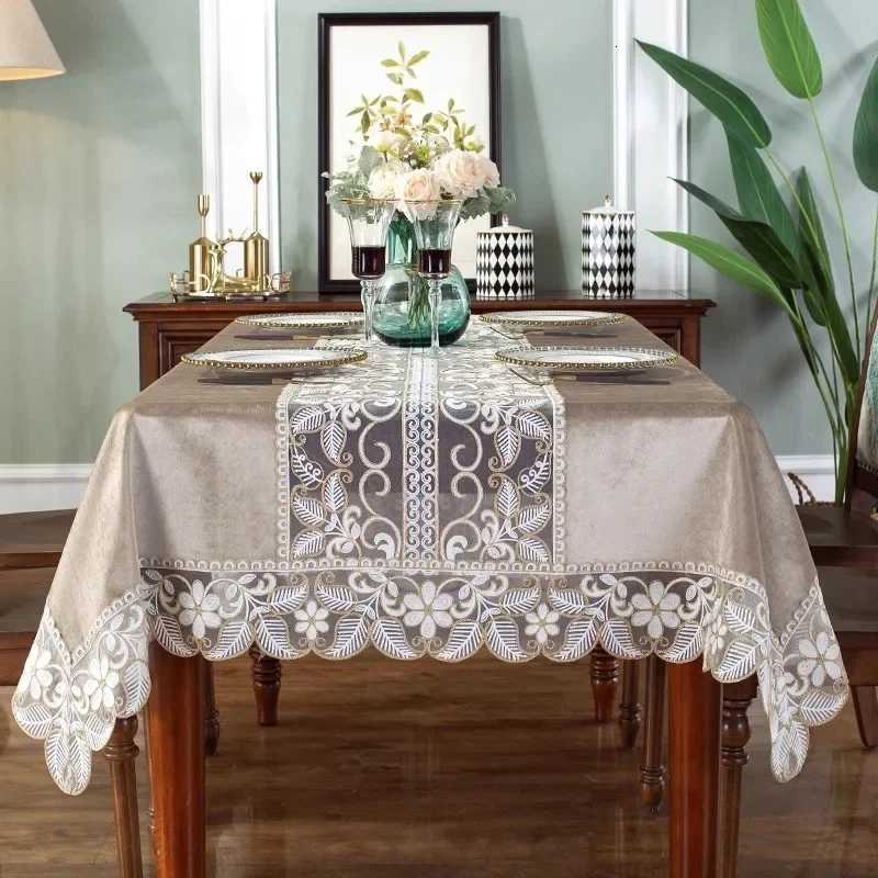Table Cloth Coffee Gold Velvet Table Juppe Embroidered Luxury Dining Table Cover Rectangle TableCloth Lace Dust Cover Home Decor C251122
