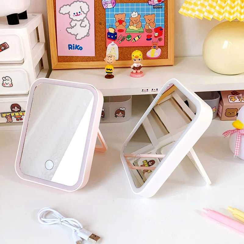 Rechargeable Portable Lamp LED Makeup Mirror Desktop Folding Portable Mirror Travel Vanity Looking Glass Light Fill Light M251122