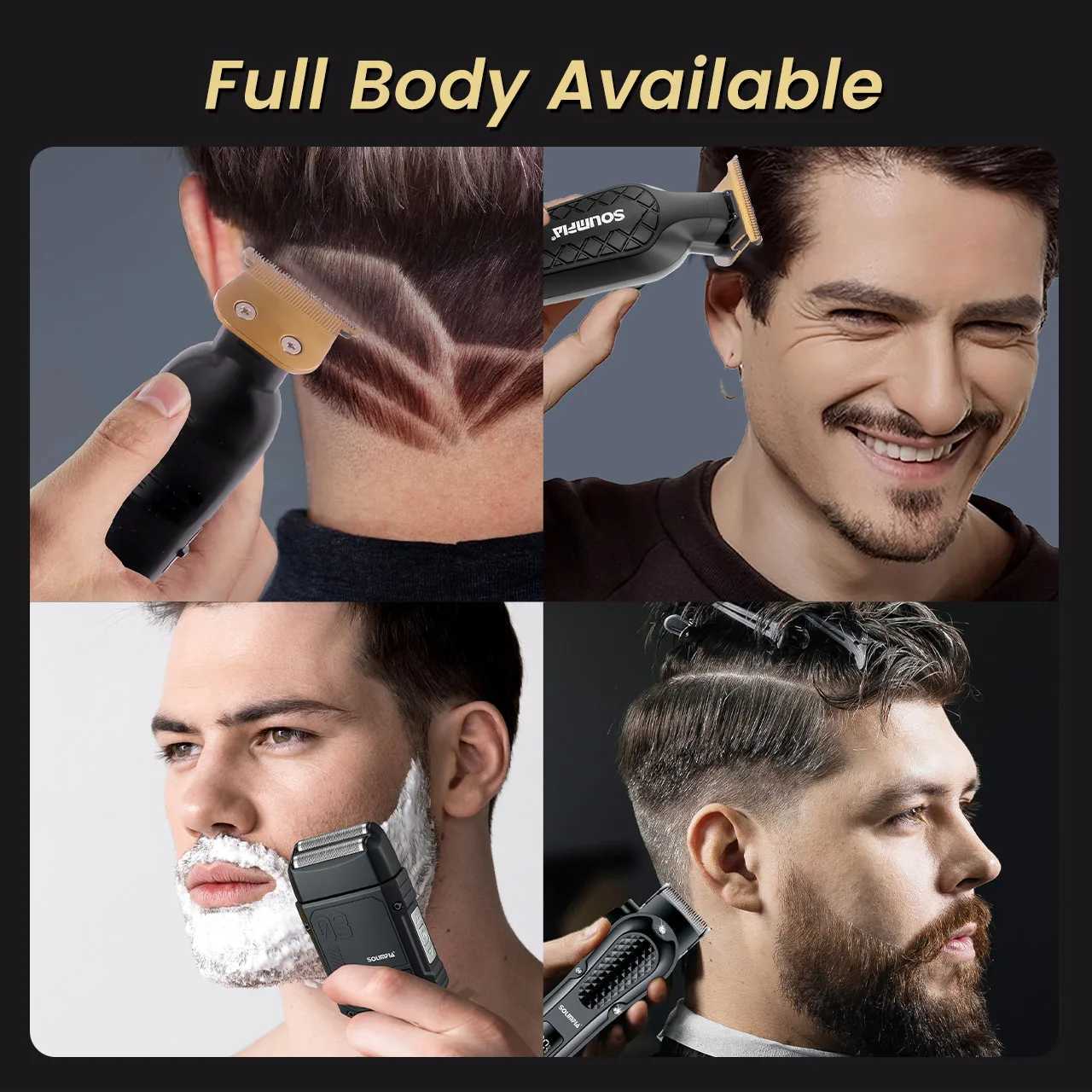 Solimpia Professional Hair Clipper 3-piece Set for Men Rechargeable Cordless Barber Clippers for Wet/Dry Hair Cutting W251122