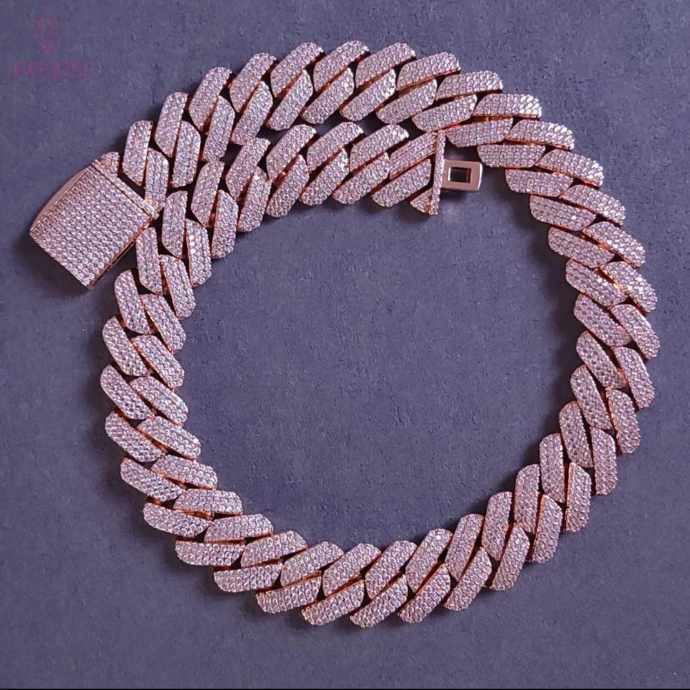 Men's Iced Out Cuban Link Chain with VVS Moissanite Custom Designer Bracelet Jewelry