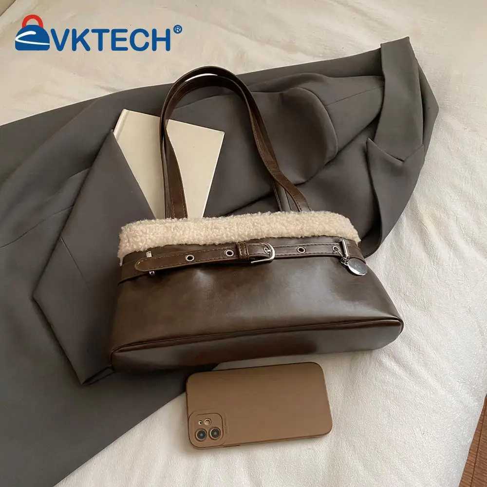 Women PU Lambswool StiTChing Y2K Underarm Purse with Belt Small SaTChel Tote Bag Handbag for Daily School Travel K251121