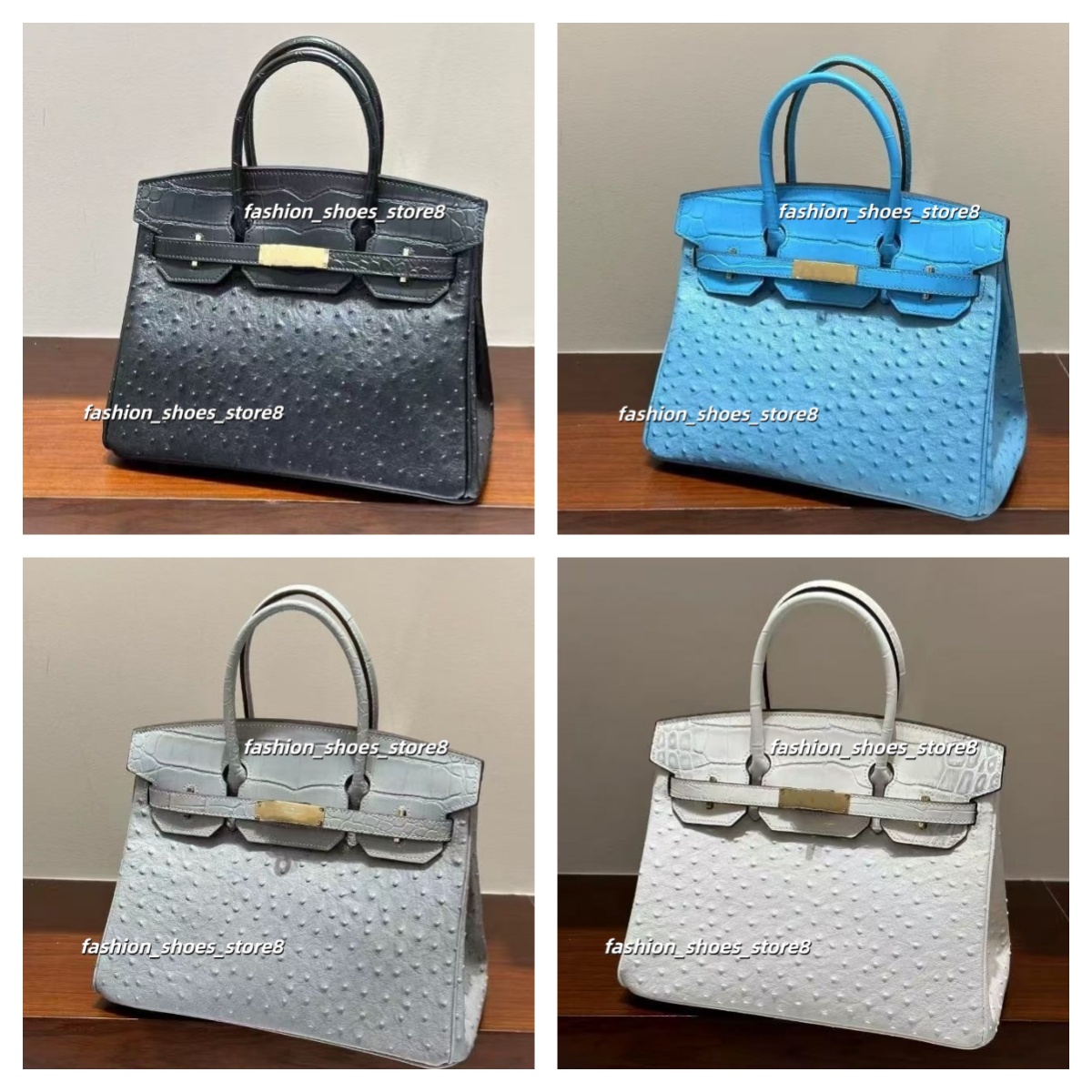 Luxury Women Handbag Touch Ostrich Leather 30cm Internal Seam Genuine Leather Handmade Large Capcity gh