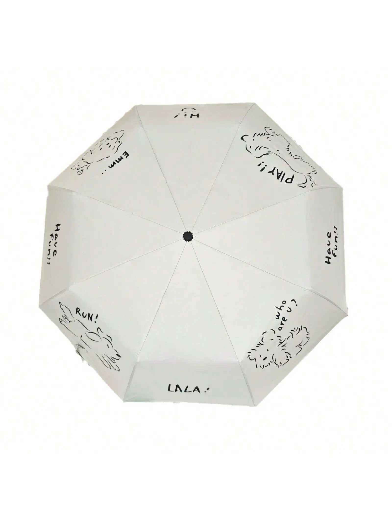 1 simple and stylish umbrella with cartoon pattern and dog pattern Three fold umbrella for sun protection and UV protectionM251122