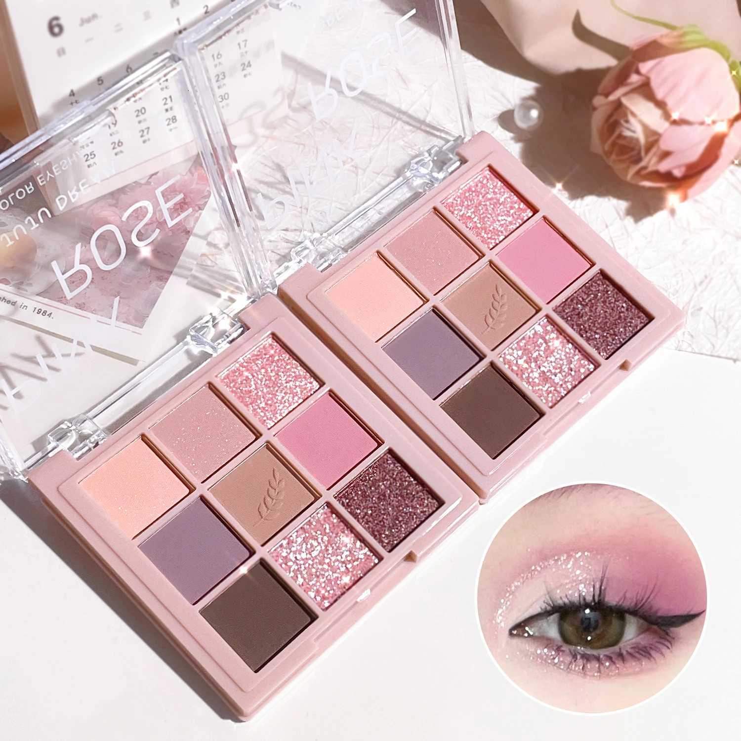 Nine-color eye shadow plate daily pearl matte earth color Jiugong grid eye shadow high-quality pure styleT251122