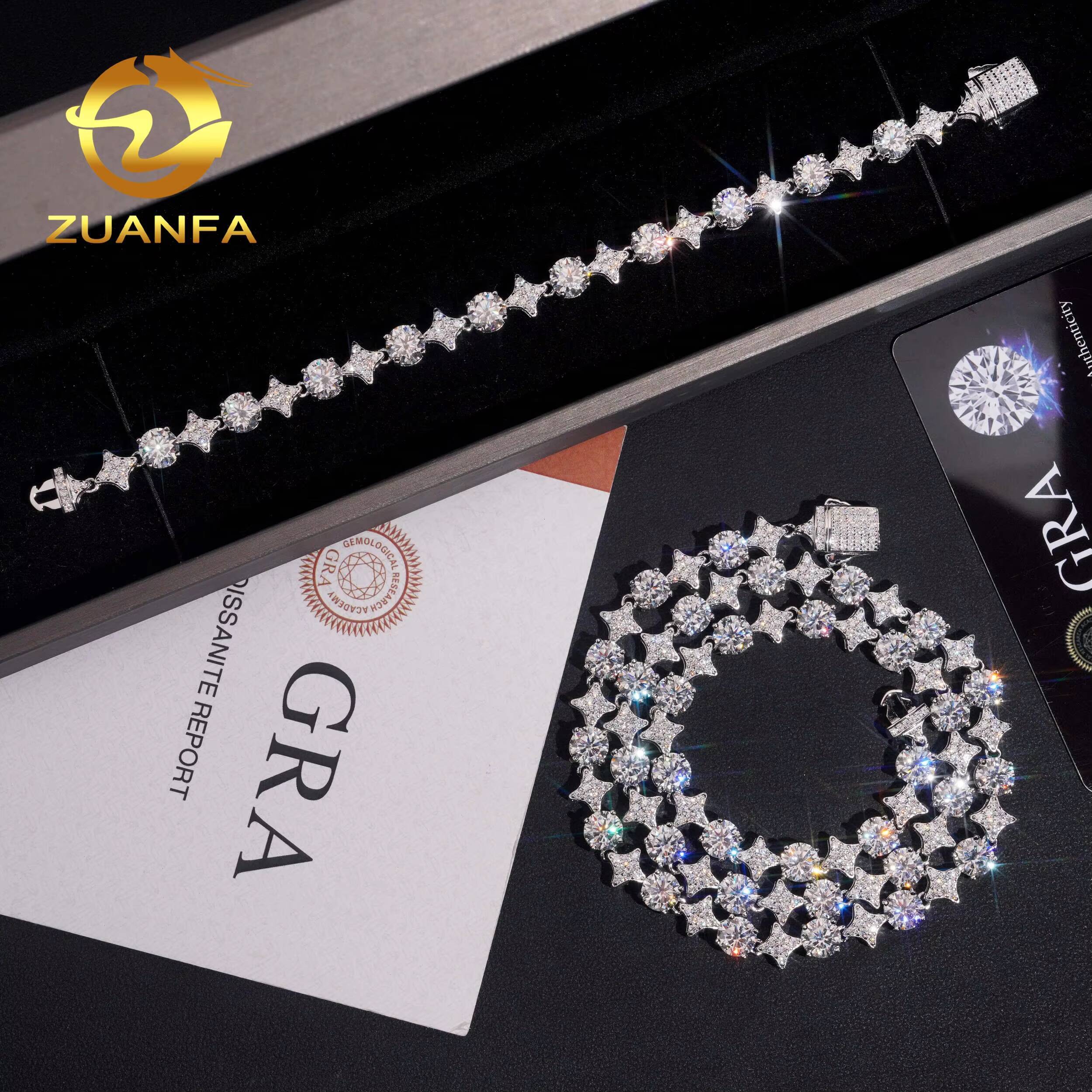 Fashion Jewelry High Quality Iced Out Star 925 Sterling Silver Moissanite Diamond Tennis Chain Necklaces