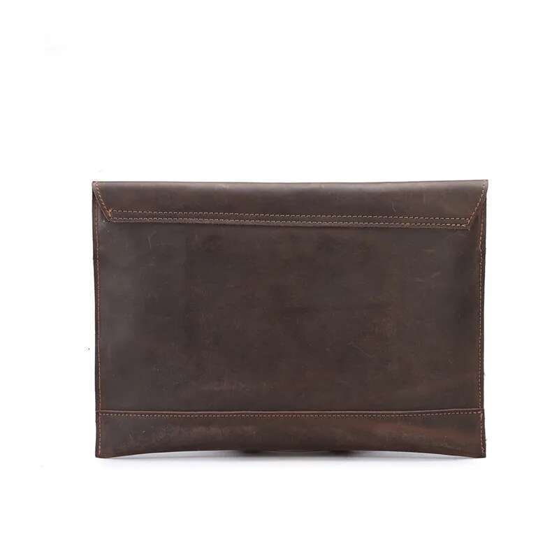Thick Crazy Horse Genuine Leather Document Bag A4 Men Briefcase Portfolio Brown Clutch Purse Envelope Bags For Ipad Vintage