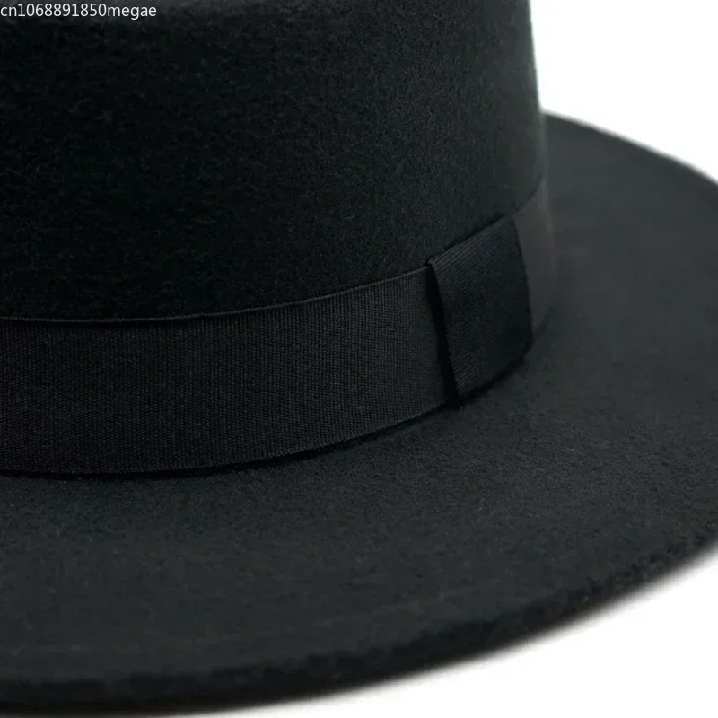 Winter Autumn Fashion Women Men Unisex Wide Brim Panama Hat Autumn Winter Gentleman Elegant Jazz Church Cap Beige Black Red 250430