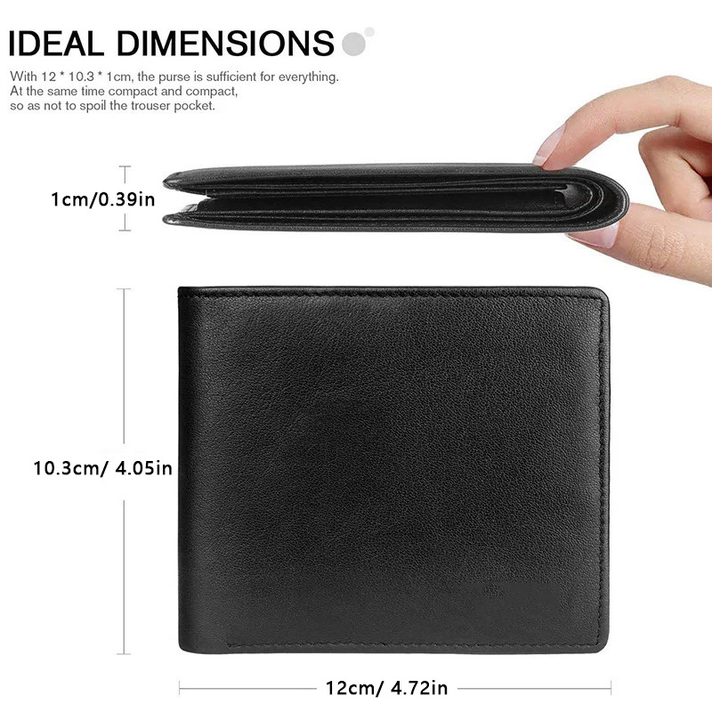 Leather mens ultra-thin RFID clip coin pocket ID window minimalist wallet Z250411