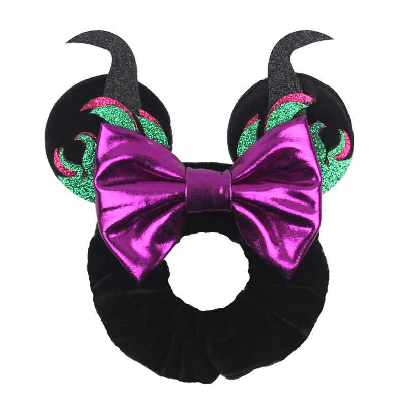 Disney Ears Hair Scrunchies Velvet Hairbands For Girls Sequins Bows Headband Women Trip DIY Accessories Minnie Mouse Party Decor W20250421