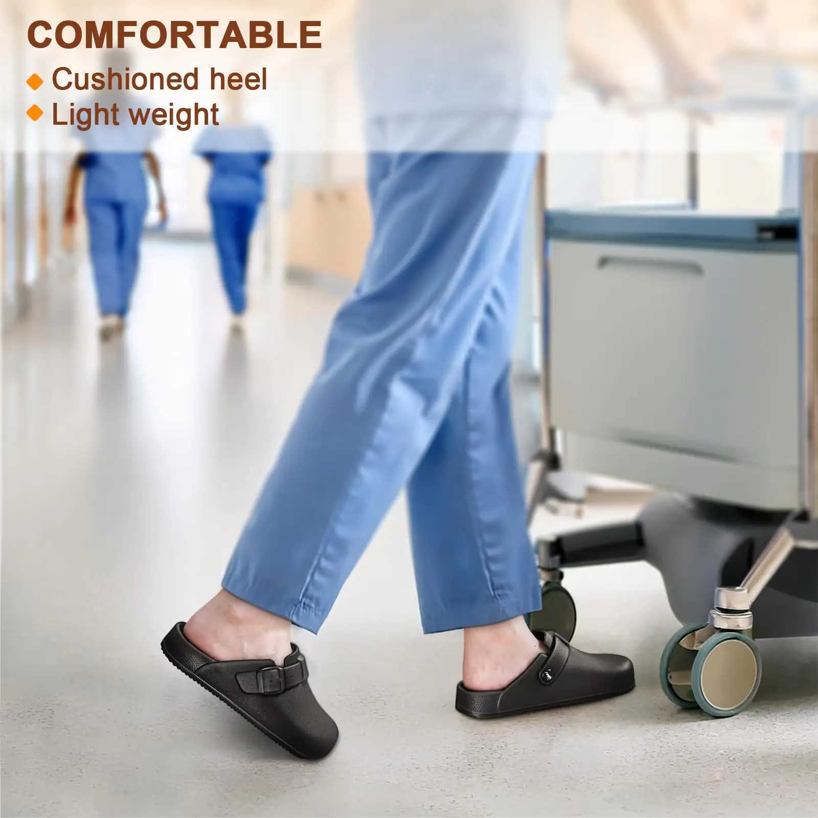 KIDMI Mens Clogs Sliding Block Mens and Womens Non slip Work Shoes Outdoor Waterproof Non slip Kitchen Shoes Cleaning Chef Shoes M250422