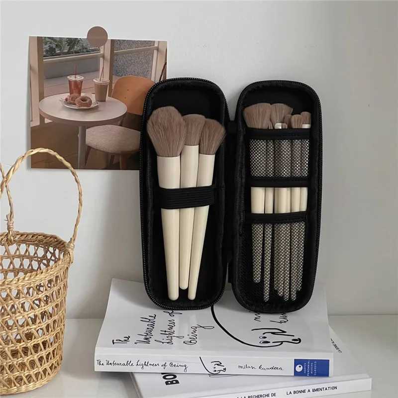 1pc Black Cosmetic Bag Waterproof Double Zipper Makeup Brushes Case Women Storage Bags Portable Travel Brush Holder Makeup Case C251122
