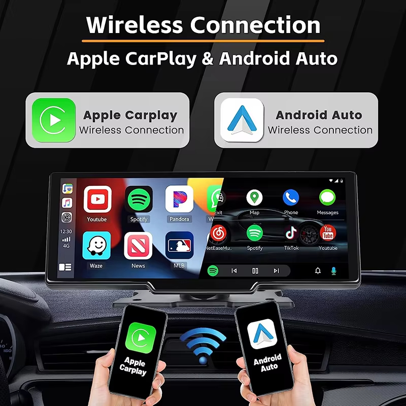 H105F 10.26 Inch 2.5d In-cell IPS Touch Screen Carplay Screen 1080P Dash Camera Car Monitor Caprlay & Android Auto Car Screen