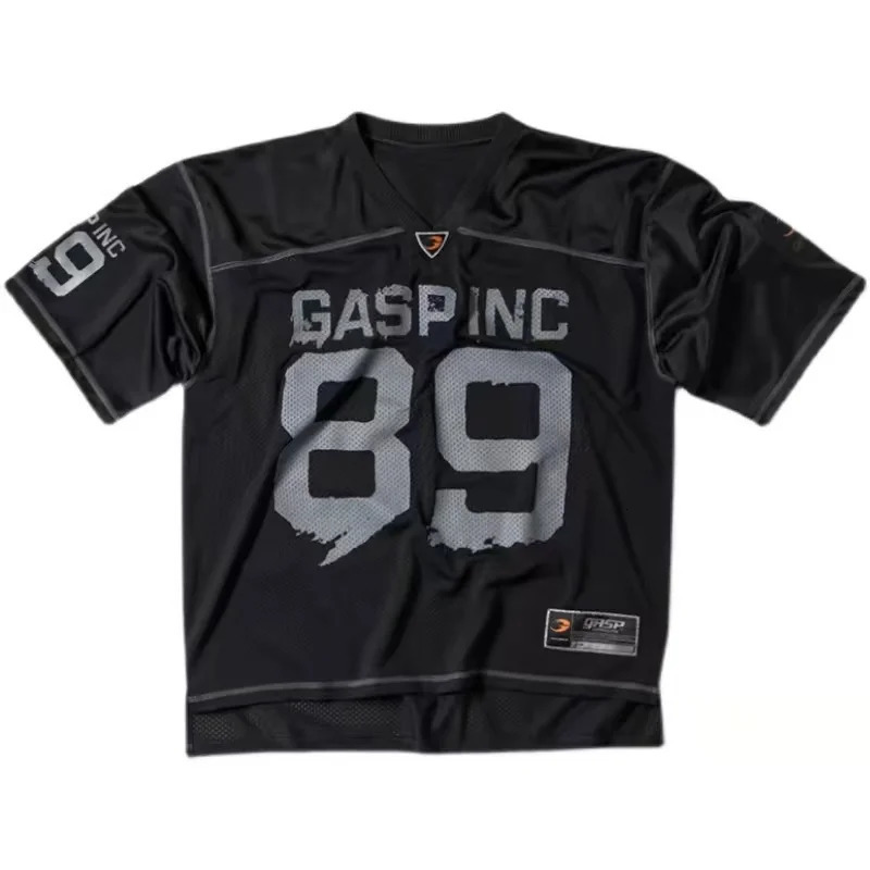 GASP Muscle Fitness Short Sleeved Men Basketball Shirt American Loose Quick Drying Breathable Sports T-shirt Summer 250421
