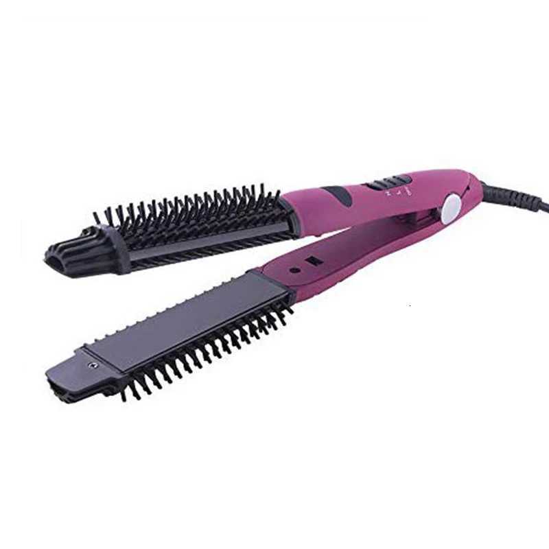 Electric Flat Iron With Comb Hair Iron Comb Ceramic Hair Straightener And Curler 2 In 1T251122