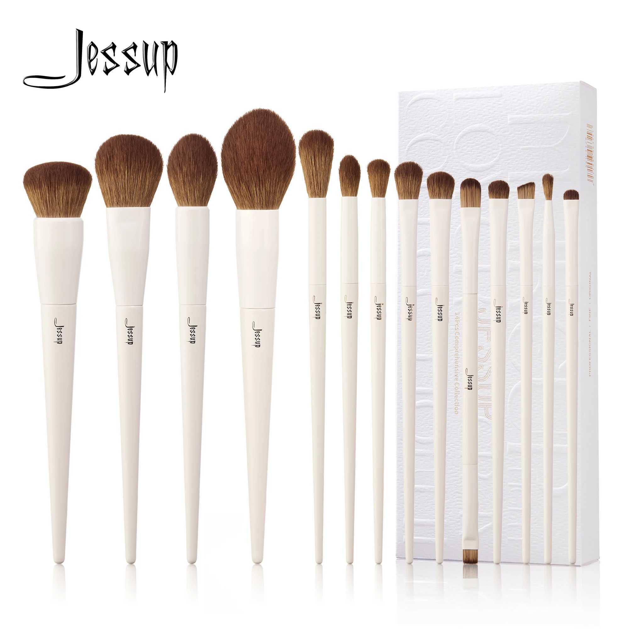 Jessup Makeup Brushes 14pc Makeup Brush set Synthetic Foundation Brush Powder Contour Eyeshadow Liner Blending Highlight T329 C251122