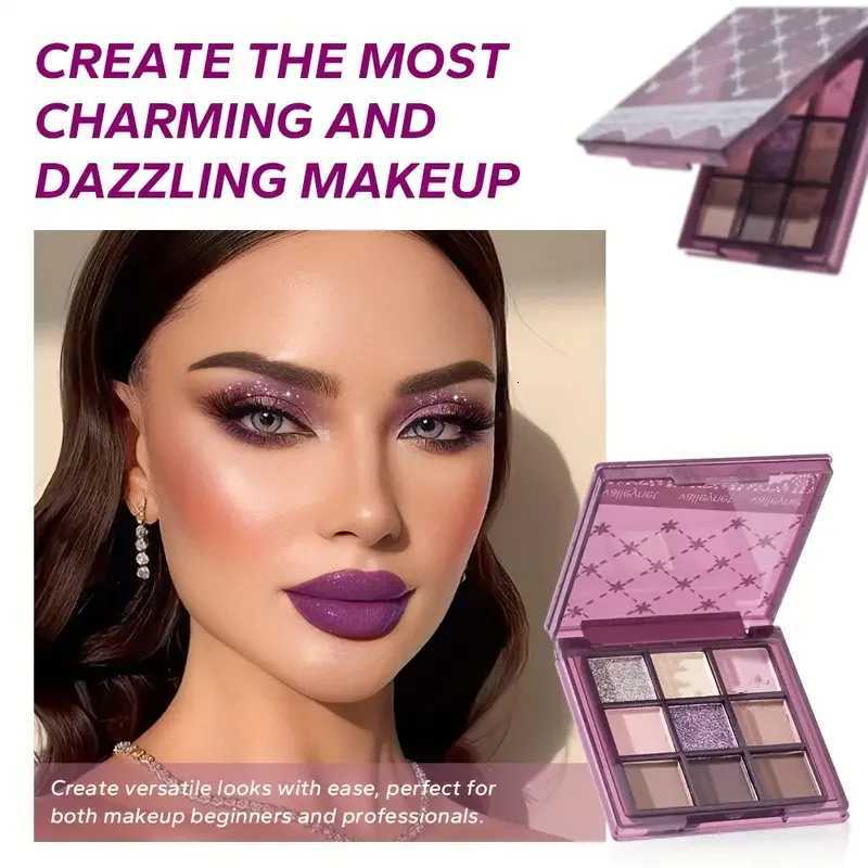 9-Color Purple Eyeshadow Palette - Matte Shimmery Waterproof Sweat-Proof Long-Lasting EyeshadowSuitable for Music FestivalsT251122