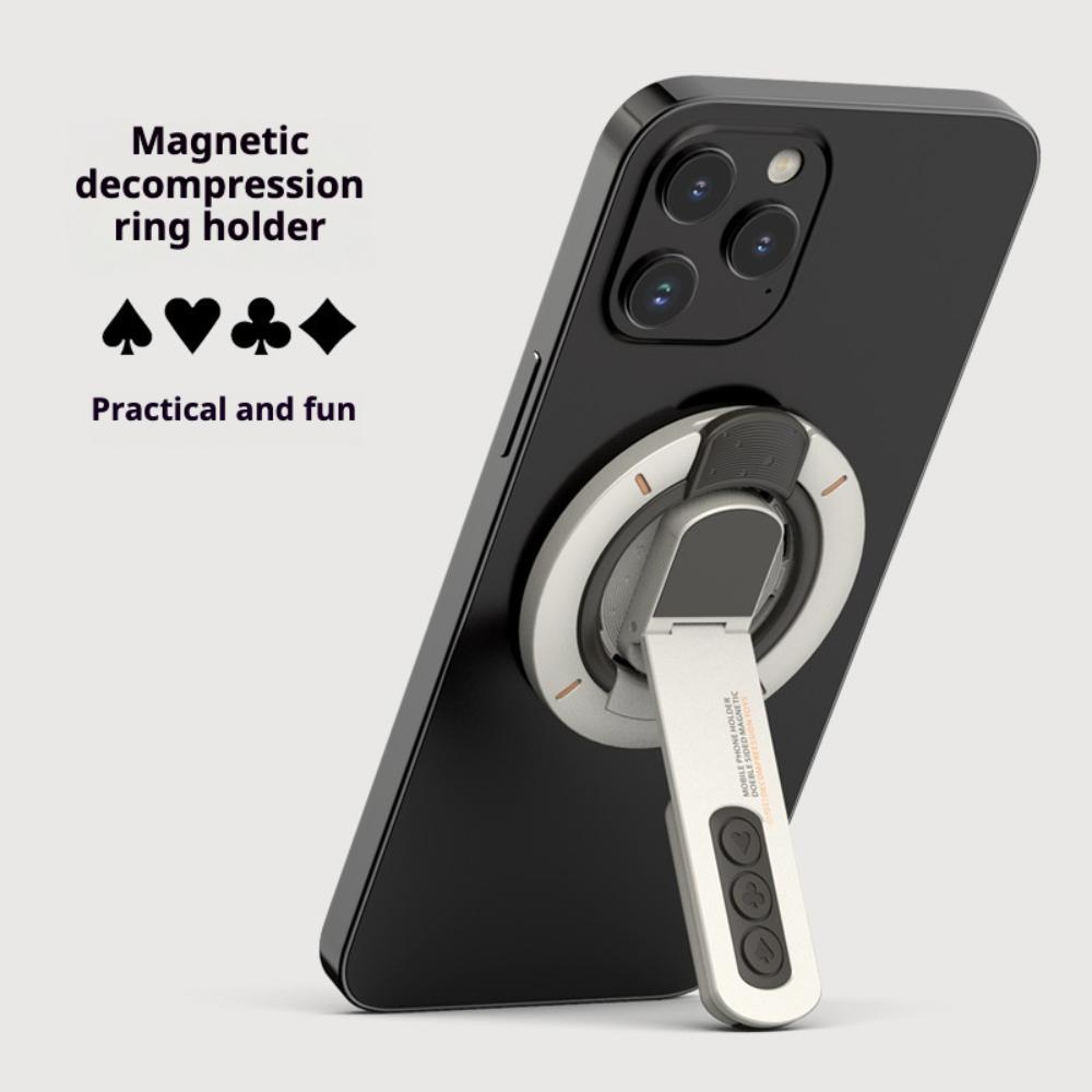 Creative new magnetic ring decompression rotary press mobile phone holder, night light magnetic force large anti-suction stable bracket