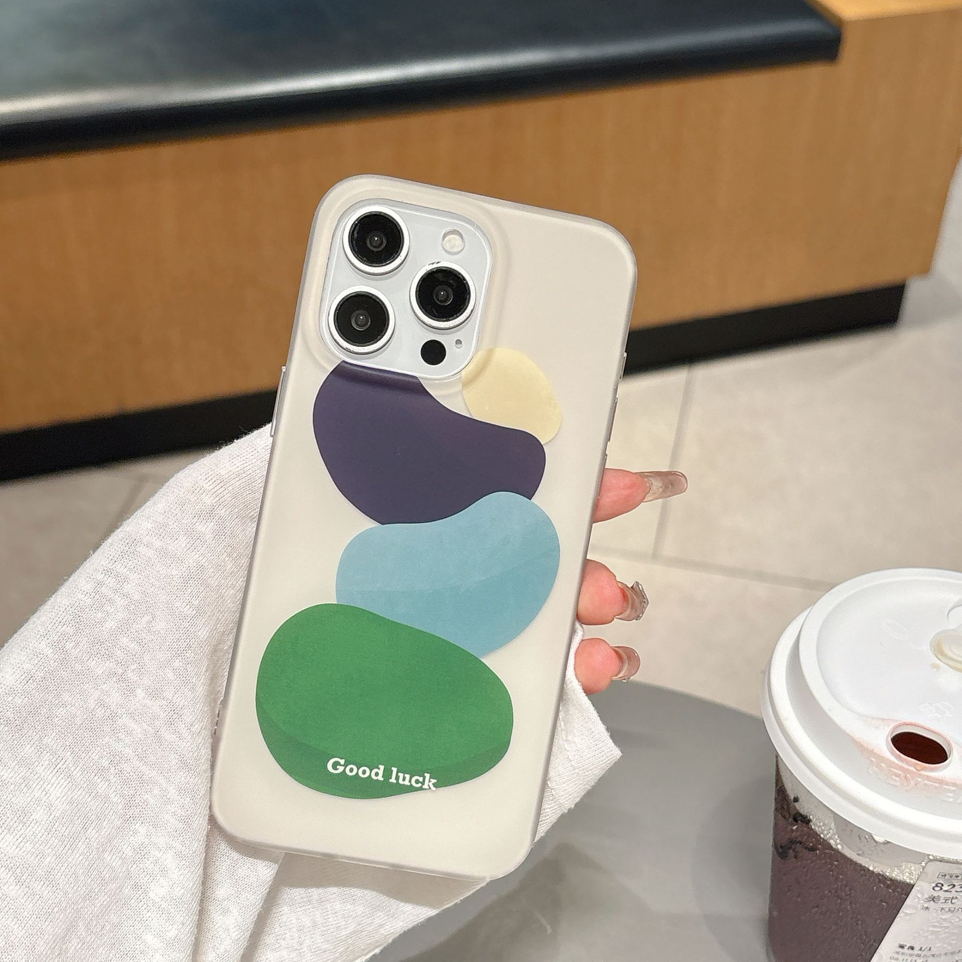 Yellow Green Blue Block Phone Case Compatible with iPhone 16/15 Pro Max INS Matte Protective Cover New Model