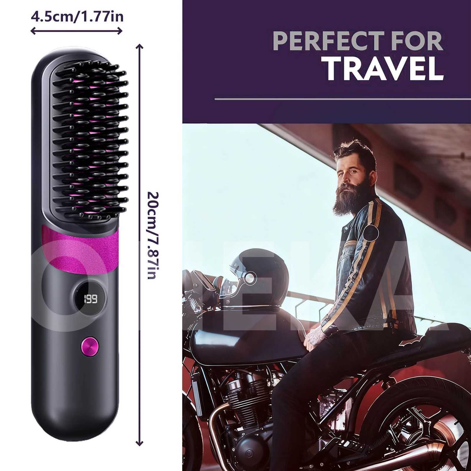 Beard Hair Straightener for Men Rechargeable Beard Brush for Medium to Long Beards Costume and Grooming Christmas Gifts for MenT251122