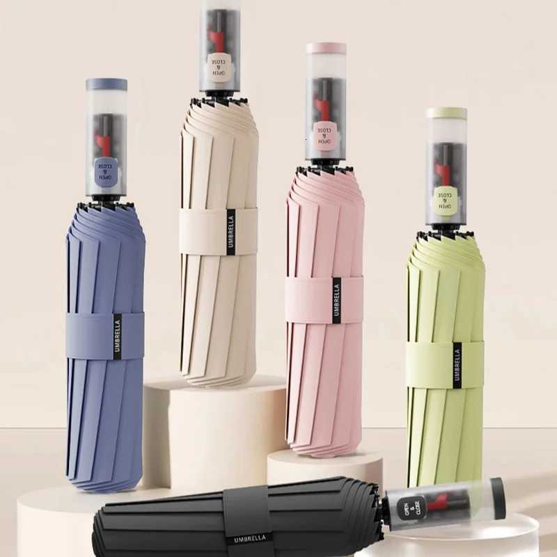 Dual Use Of Rain And light Double Large Umbrella Resistant Umbrella Automatic Fold Business Outdoor Travel UV Parasol And RainM251122