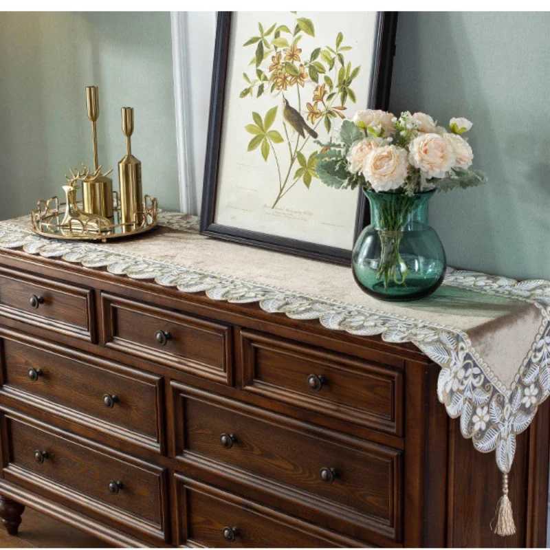 Table Cloth Coffee Gold Velvet Table Juppe Embroidered Luxury Dining Table Cover Rectangle TableCloth Lace Dust Cover Home Decor C251122