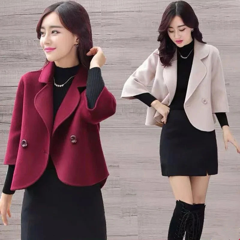 Female Woolen Coat 2026 HighEnd Womens Spring Suit jacket Fashion Blazers Short Korean Outerwearl 251112