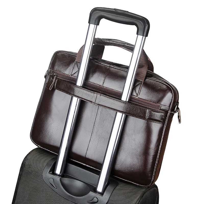 Genuine leather mens briefcase double-sided pockets large capacity computer bag diagonal cross handbag Z250421-1