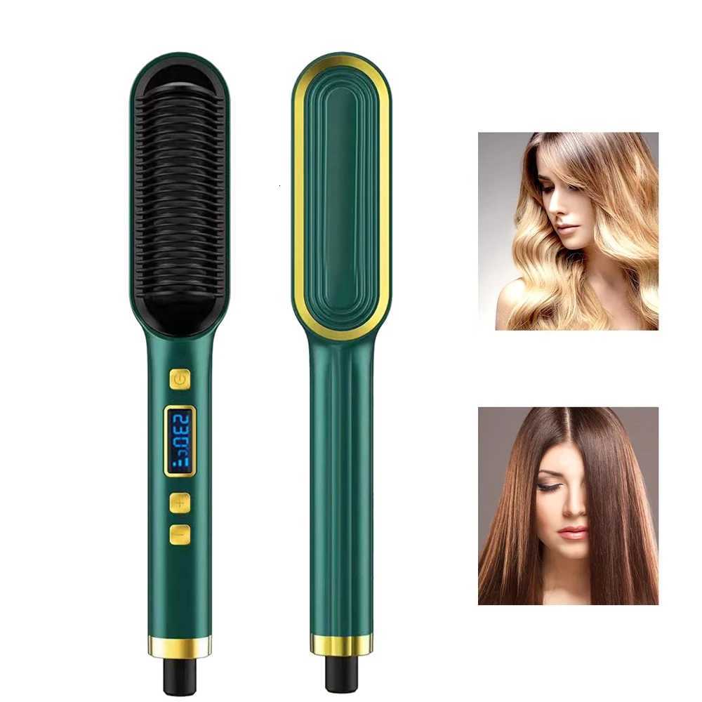 Hair Straightener Brush LCD Hot Comb Wet And Dry Straightening Comb Tourmaline Ceramic Quick Heating Curler And StraighteningT251122