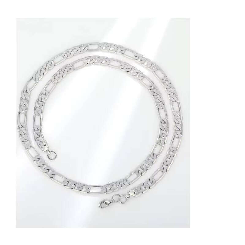 2025 Men's Waterproof Cuban Figaro Chain Necklace Fashion Gold-Plated Zinc sterling silver Christian Gift