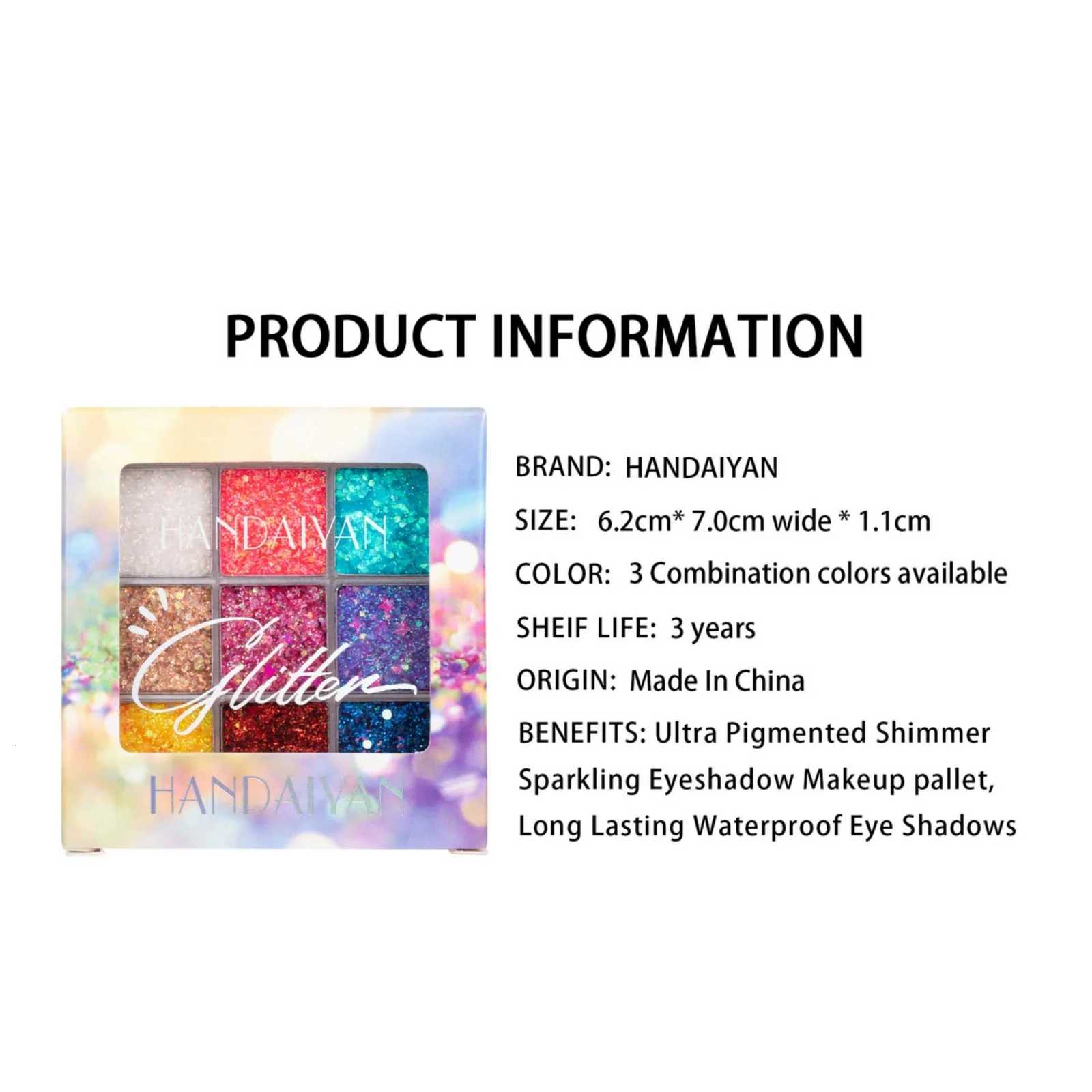 Glitter Eyeshadow Palette Mini 9Color Glitter Eyeshadow Palette Nine-Square Makeup Plate Long Lasting Waterproof Eye ShadowsT251122