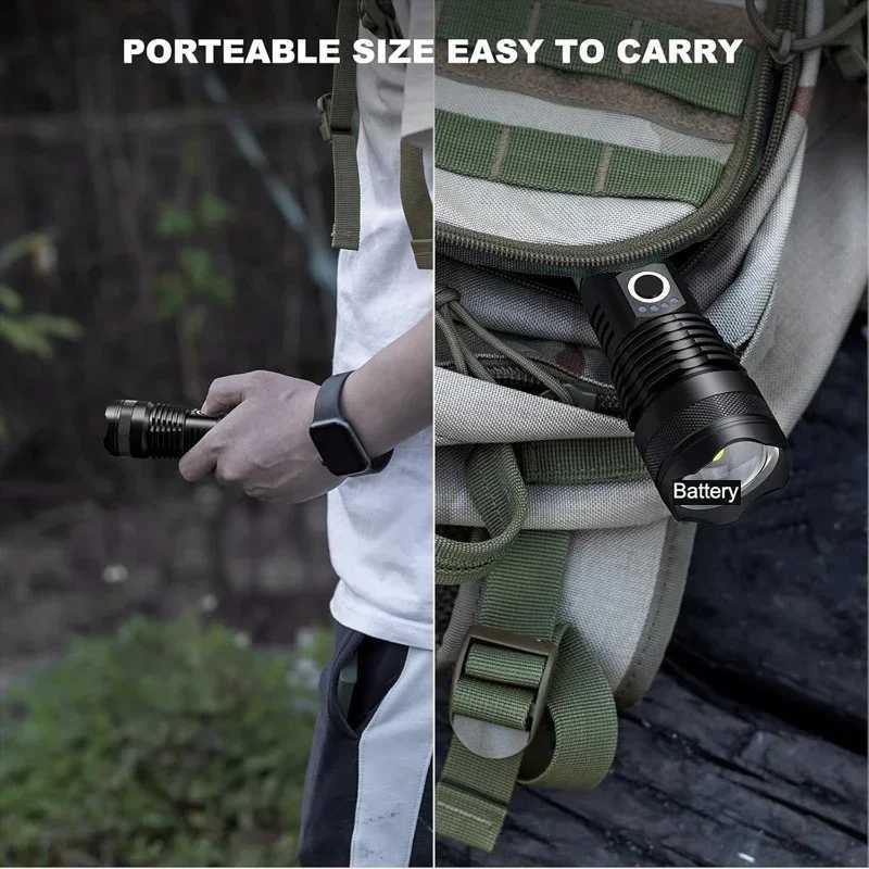 Rechargeable LED Flashlights High Lumens Super Bright Zoomable Flashlight with USB Cable 5 Modes for Home Camping Emergencies C251122