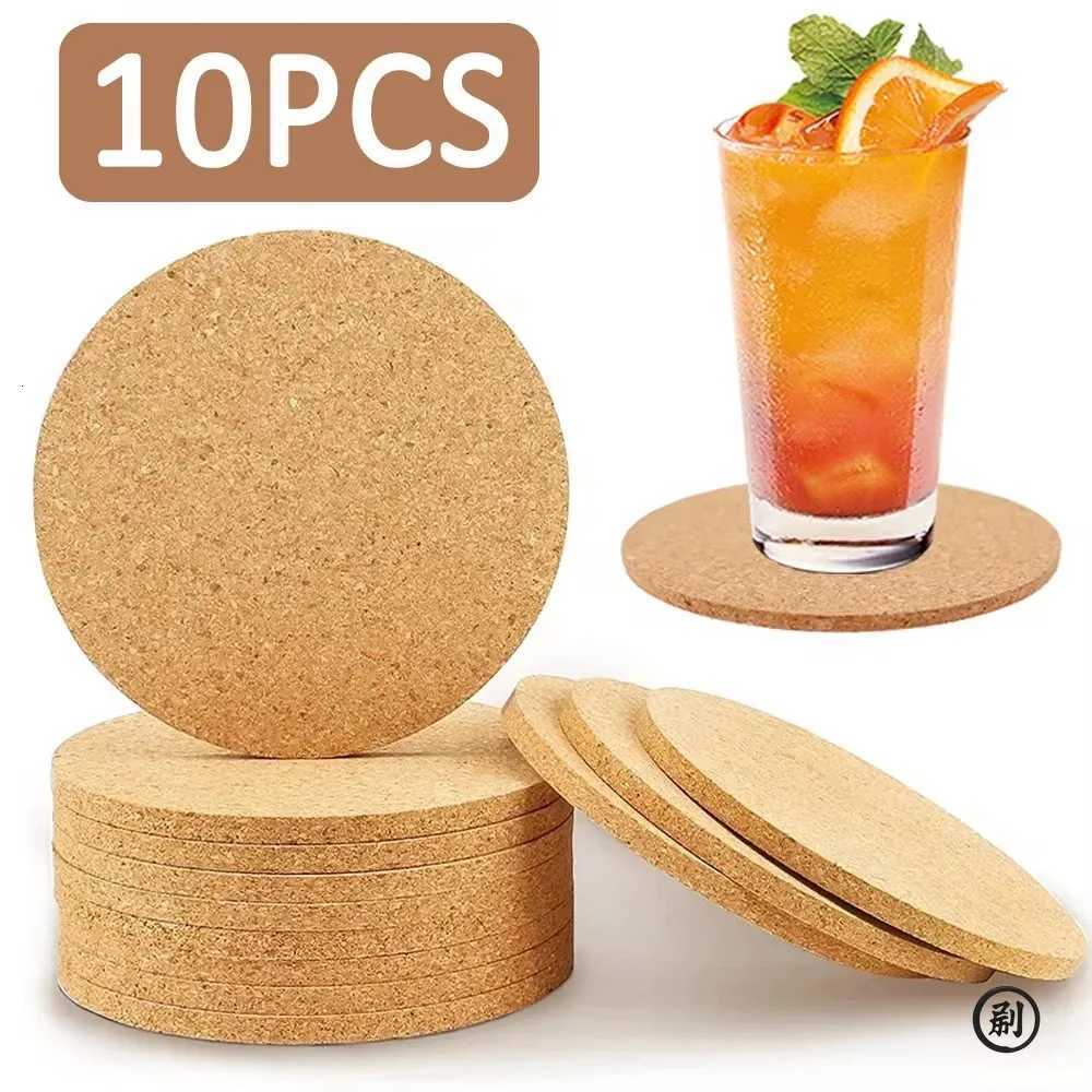 10PCS Cup Mat Natural Round Wooden Pad Durable Non-Slip Cork Coaster Tea Coffee Mug Drinks Holder for Table Decor DIY Tableware C251122