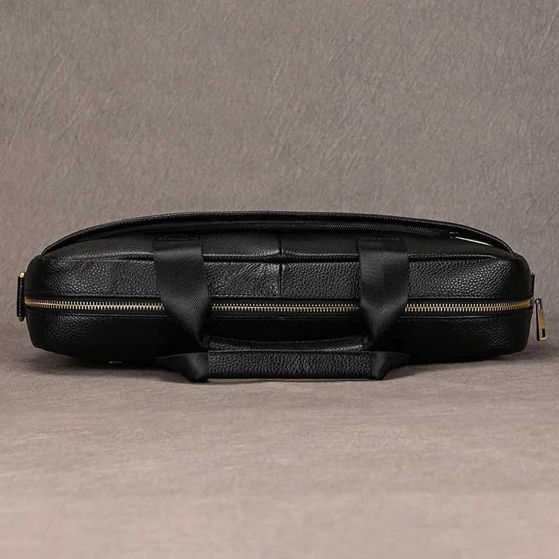 Newsbirds leather mens briefcase Doctor Layer business mens laptop bag 15 6 inches leather computer bag mens handbag Z250421-1