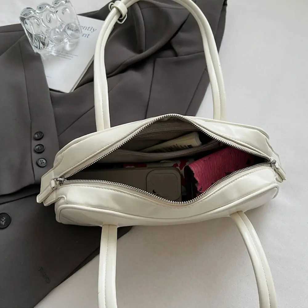 Fashion French Style Pu Bowling Bag Large Capacity Elegant Boston Shoulder Bag Casual PU Leather Women Handbags Armpit BagT251122