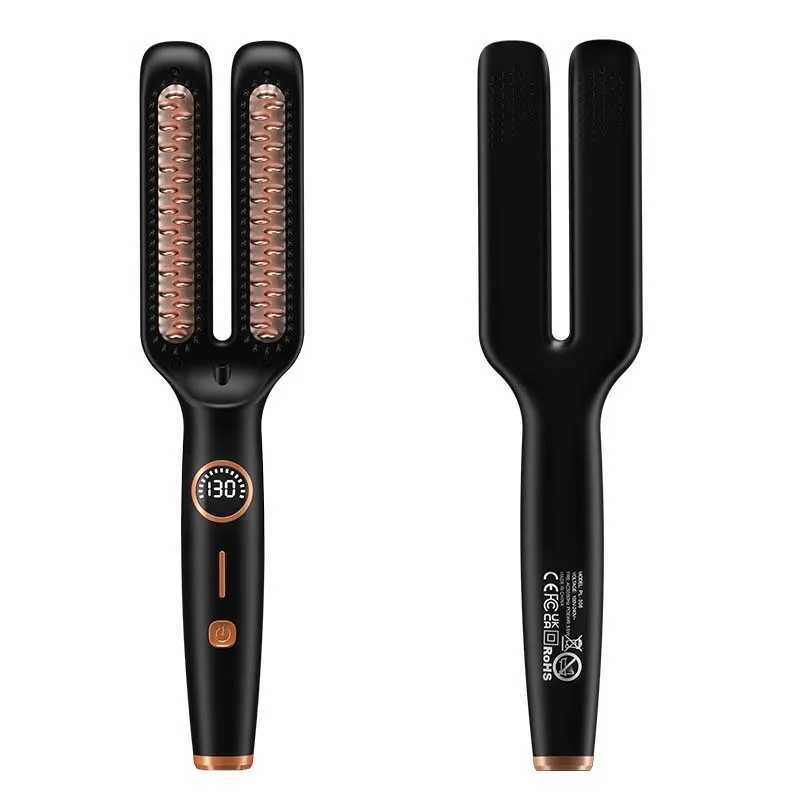 Electric Anti Frizz Hair Hot Comb Brush Straightener One Step 2 In 1 Ceramic Hair Straightener Brush With Lcd Digital DisplayT251122